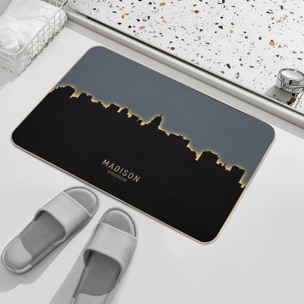 Madison Wisconsin Skyline  Fade-Resistant Bath Mat