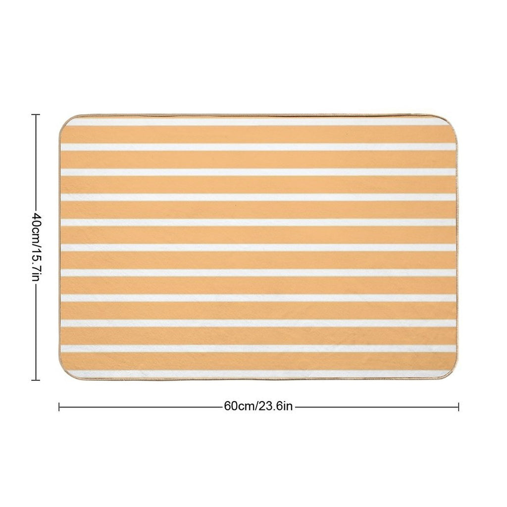 Apricot Orange And White Horizontal Stripes  Versatile Bath Mat