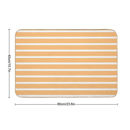Apricot Orange And White Horizontal Stripes  Versatile Bath Mat