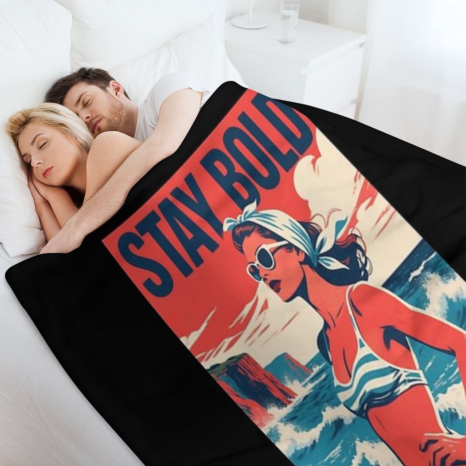 Stay Bold – Retro Beach Woman Hope Propaganda Quick-dry Throw Blanket