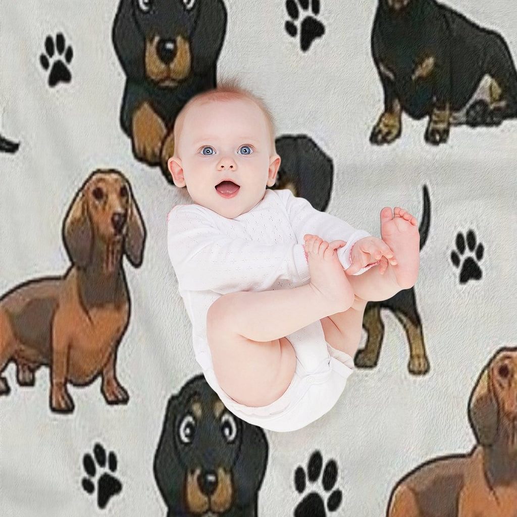 Dachshund Dog Cartoons Cute Travel-friendly Throw Blanket