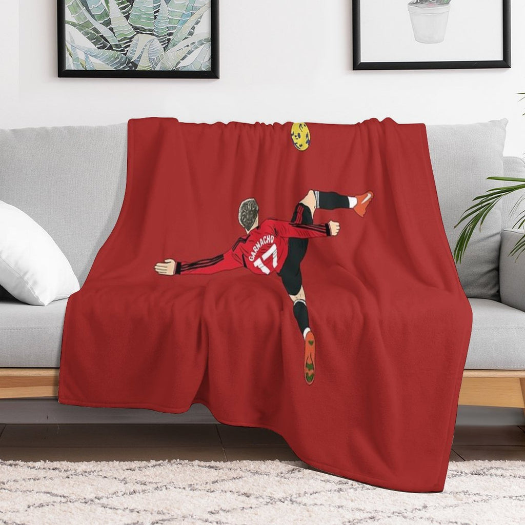 Alejandro Garnacho Bicycle Kick Overhead Goal Premium Throw Blanket