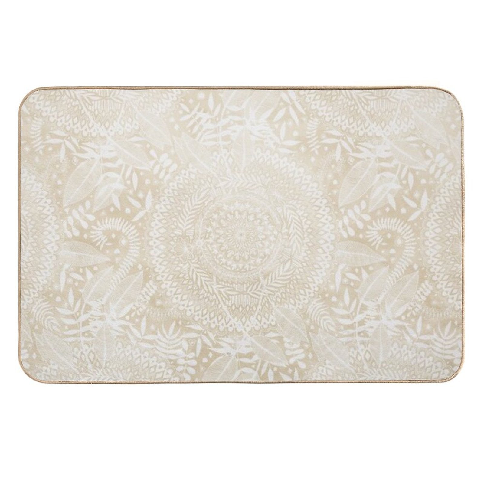 Medallion Pattern in Pale Tan  Stain-Proof Bath Mat