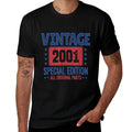 21st Birthday Vintage 2001 Born in 2001 21 Birthday  Ribbed Collar T-Shirt