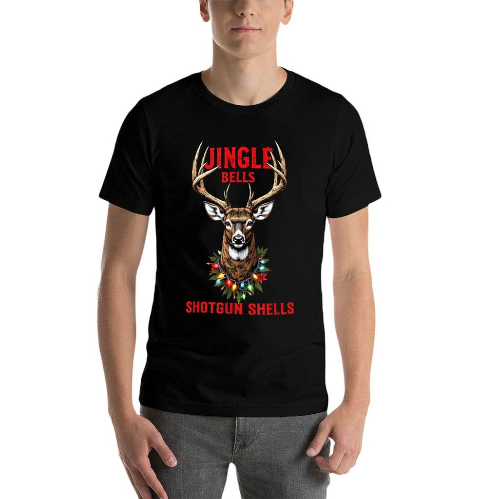 Christmas Deer Hunting Dashing Through Snow Jingle Bells  Stretchy T-Shirt