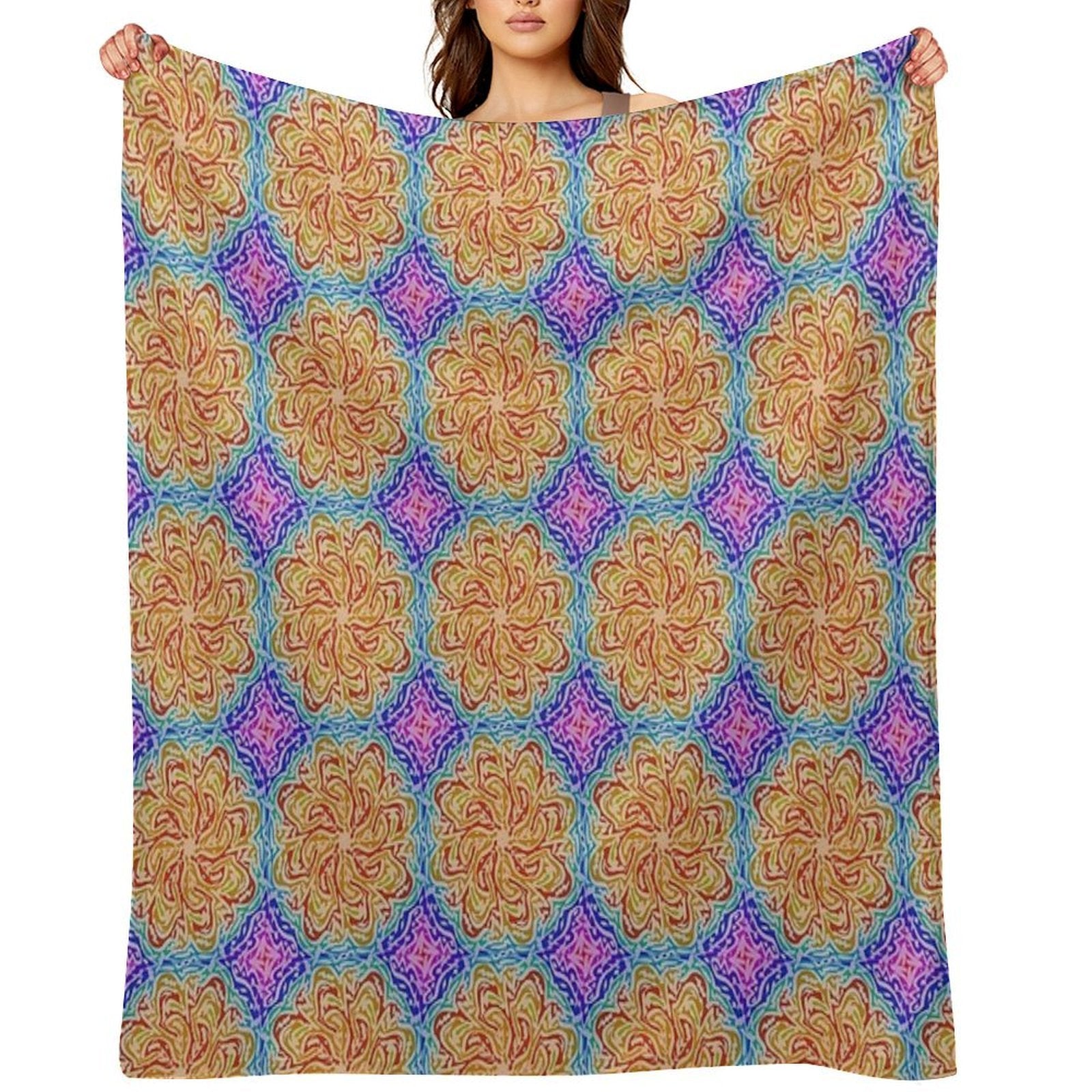 Rainbow Mandela Easy Care Throw Blanket