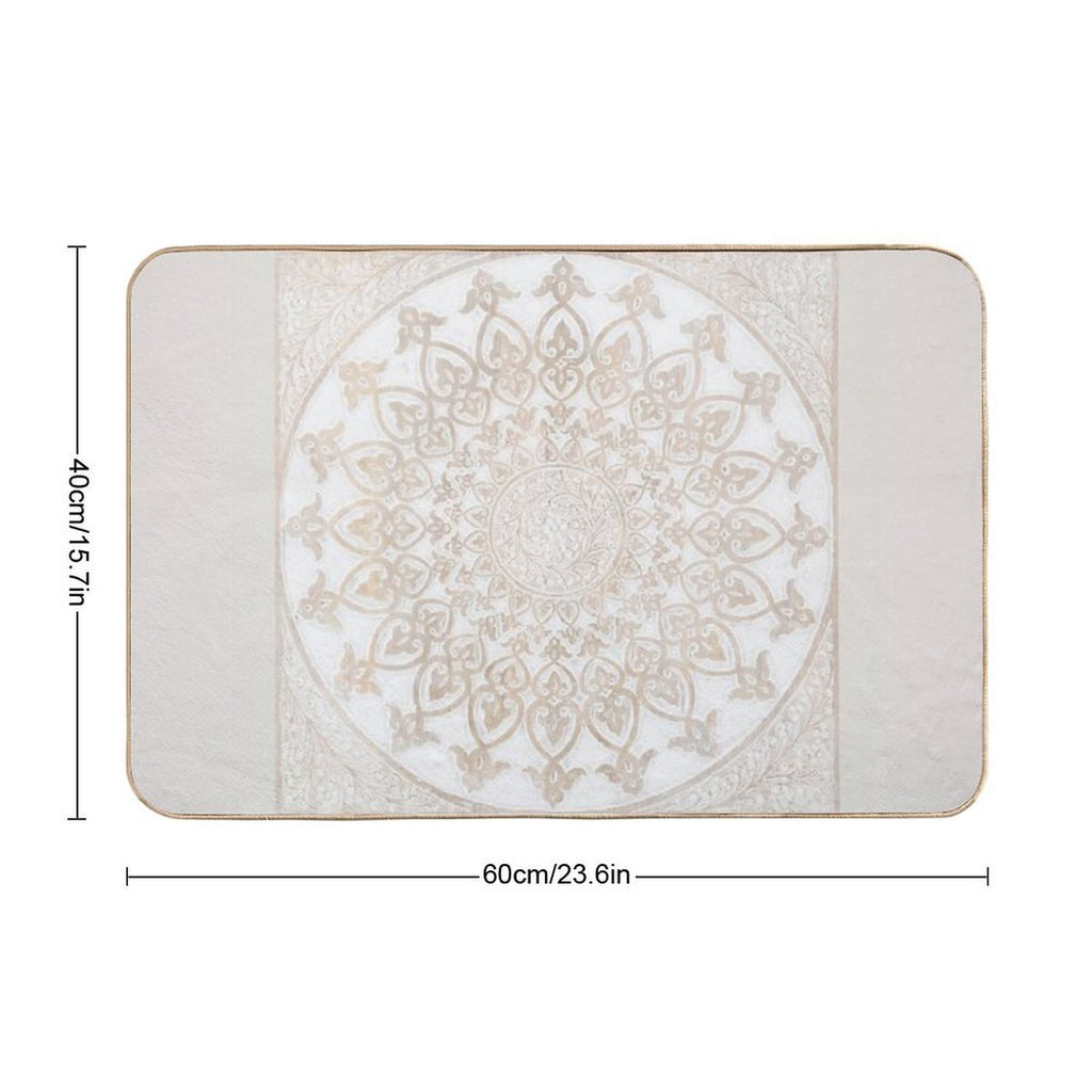 Carved Wooden Mandala Flower Geometric Design Art  Easy To Clean Bath Mat