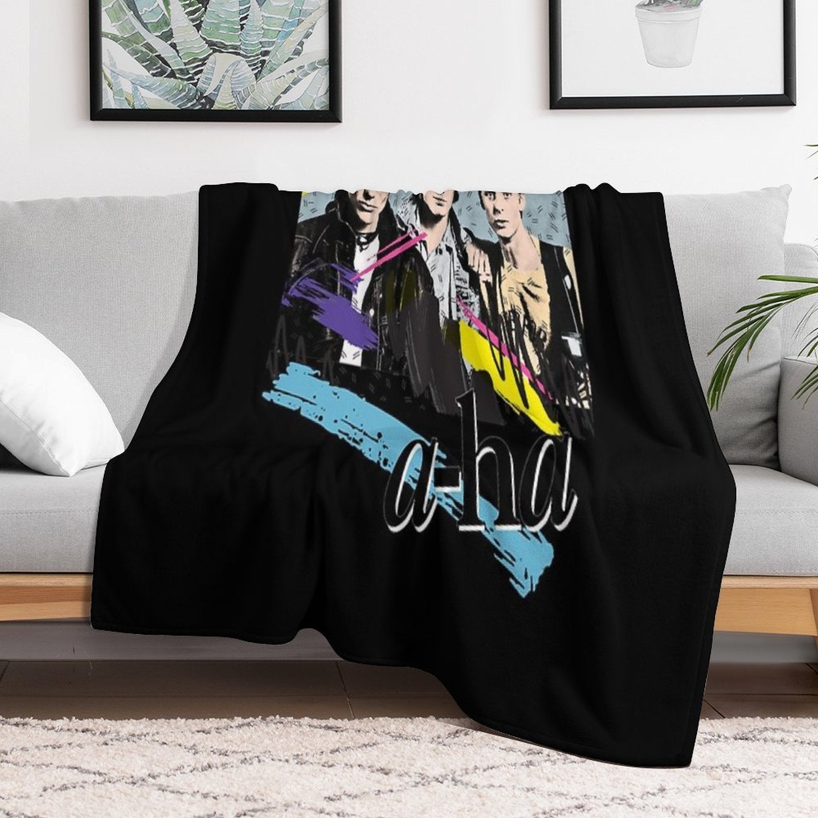Original Vintage Styled 80s A-Ha Design Premium Throw Blanket