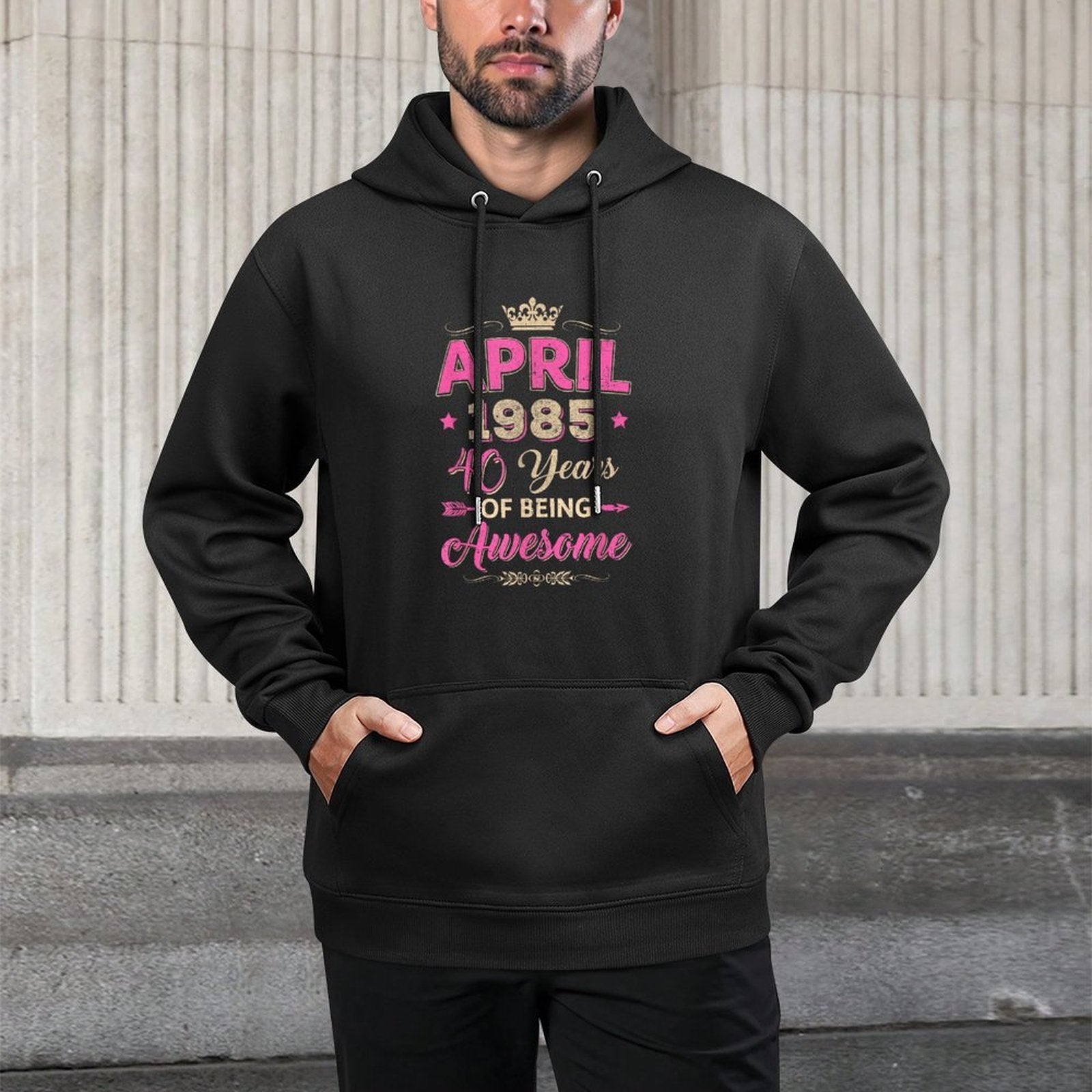 April 1985 40 Years Of Being Awesome Retro 40Th Birthday Breathable Fabric Hoodie