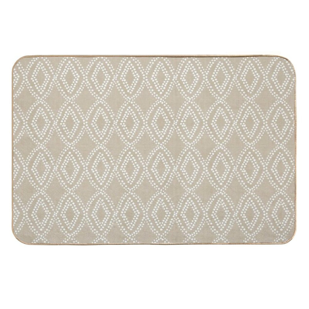 Diamonds Dots in Tan  Fade-Resistant Bath Mat