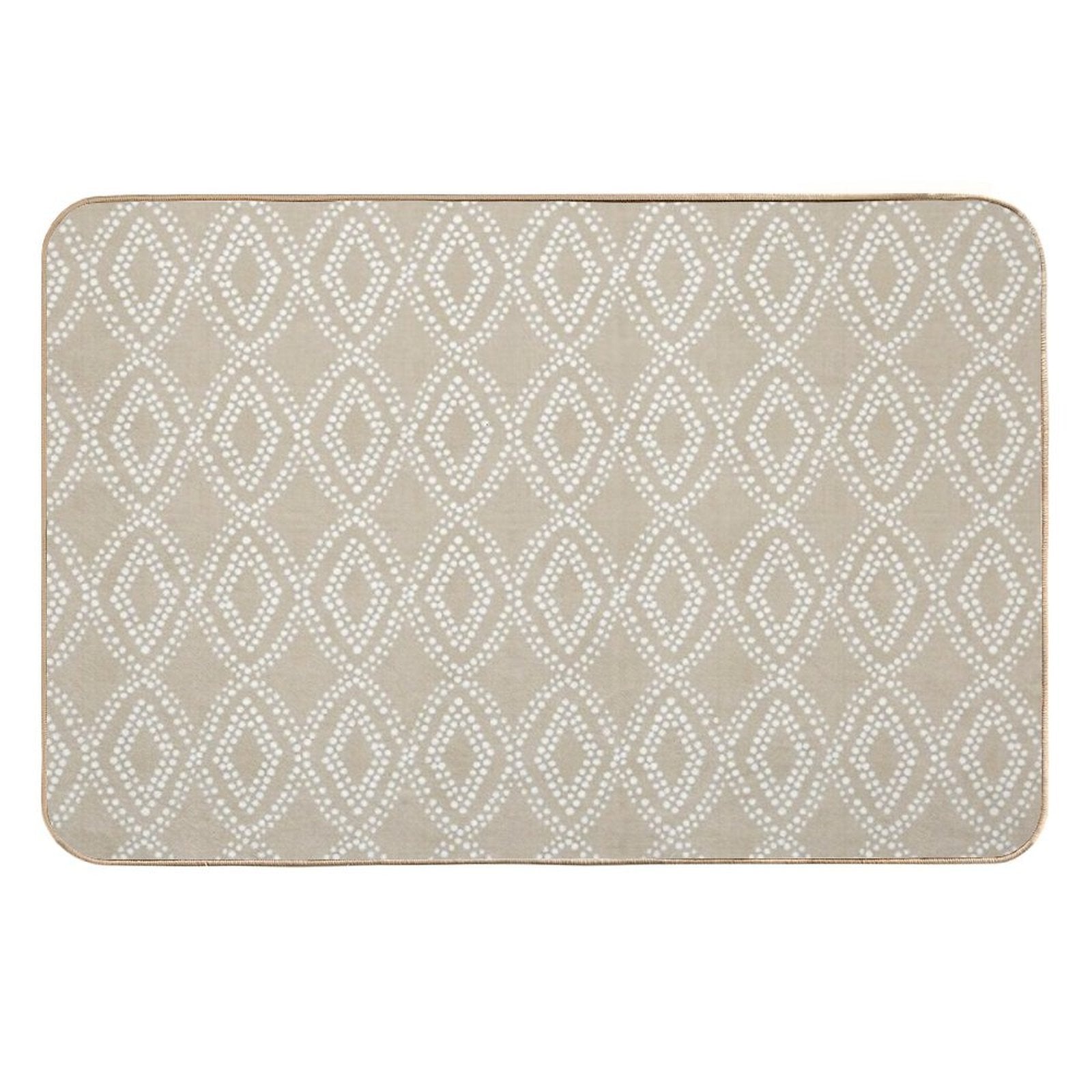 Diamonds Dots in Tan  Fade-Resistant Bath Mat