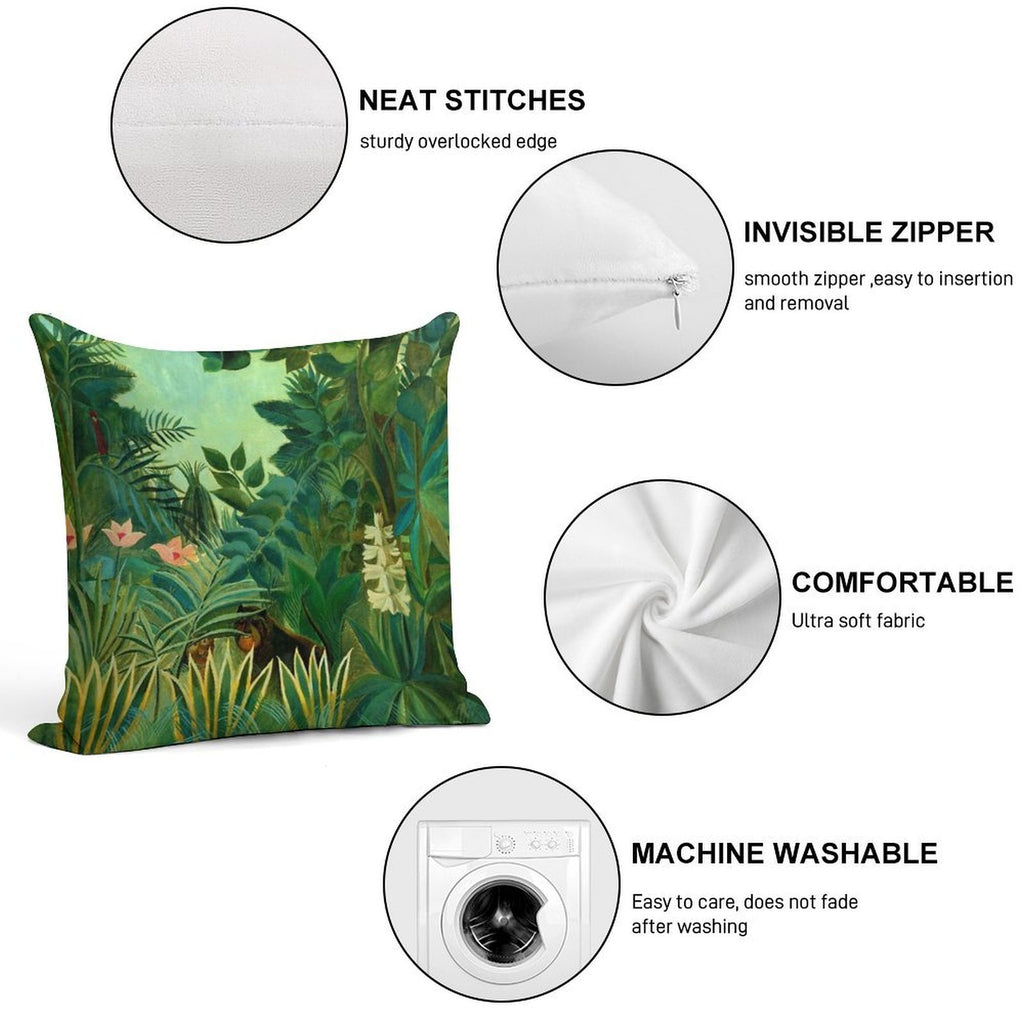 Henri Rousseau The Equatorial Jungle, 1909 Soft Hidden Zipper Throw Pillow