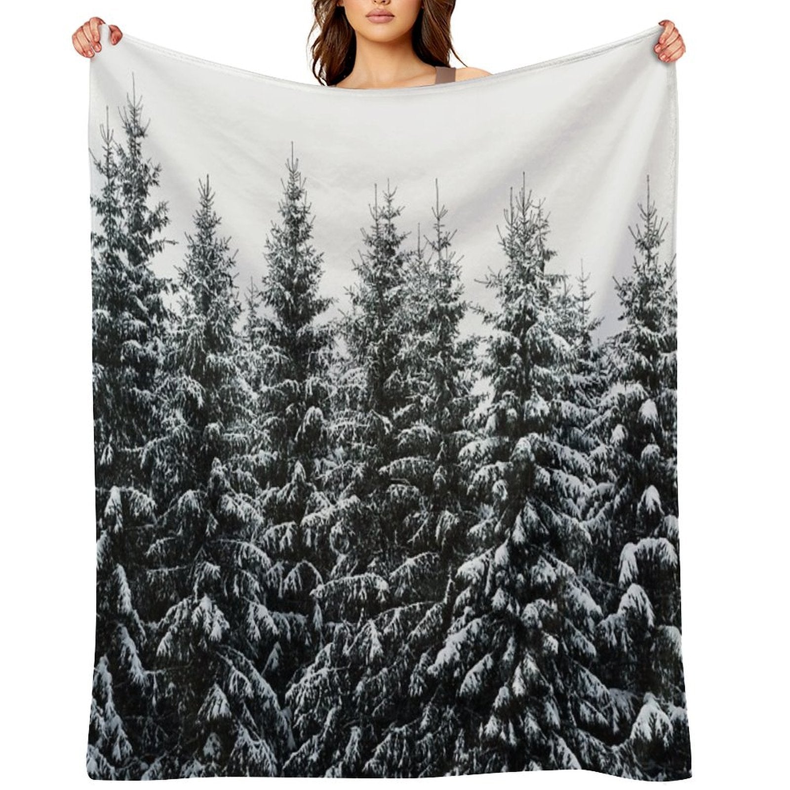 The White Bunch  Misty Moody Foggy Milky Winter Wonderland Forest With Cascadia Trees Covered In Magic Fog Comfort Throw Blanket