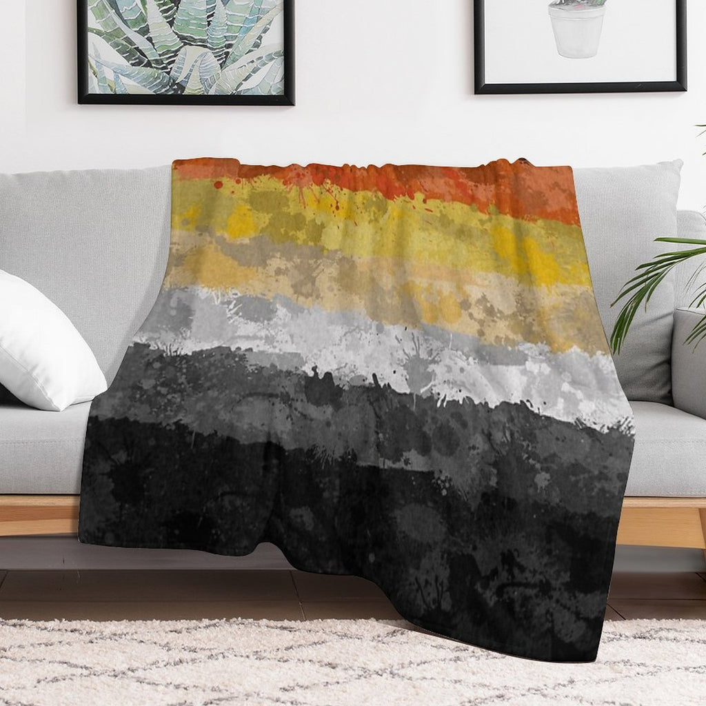 Bear Paint Splatter Flag Wrinkle-free Throw Blanket