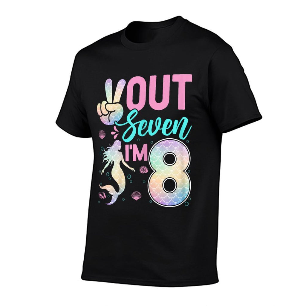 Peace Out Seven I'm 8 Mermaid 8th Birthday 8 Years Old Girls Comfortable T-Shirt