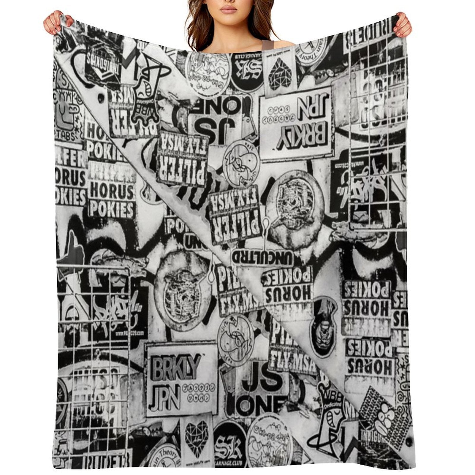 Black And White Urban Collage Print Shrink-resistant Throw Blanket