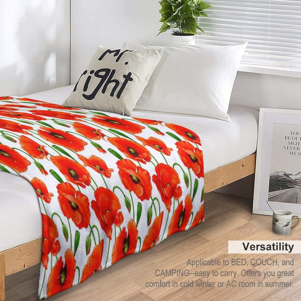 Beautiful Red Poppy Flowers Versatility Throw Blanket