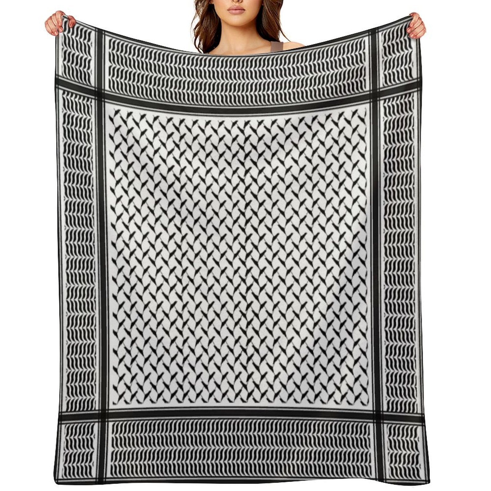 Palestinian Keffiyeh  Palestine Map Pattern Compact Throw Blanket