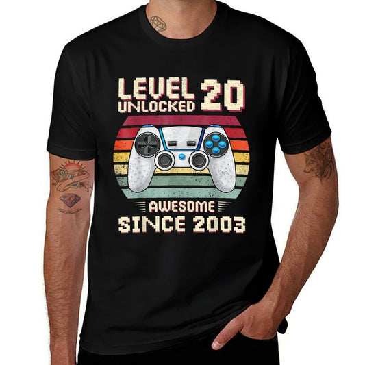 20 Birthday Decorations Gamer Men Video 2003 20th Birthday  Heathered Texture T-Shirt