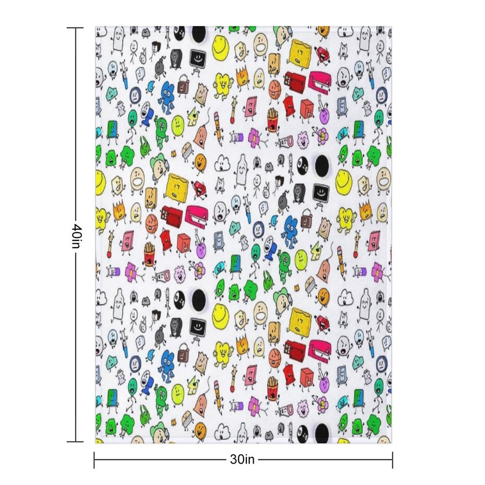 BFDI All Characters (Transparent) Wrinkle-free Throw Blanket