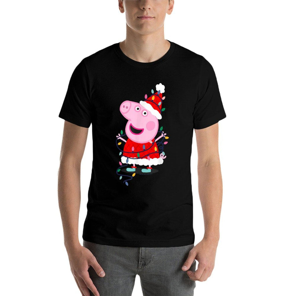 Peppa Pig Christmas Lights  Heathered Texture T-Shirt