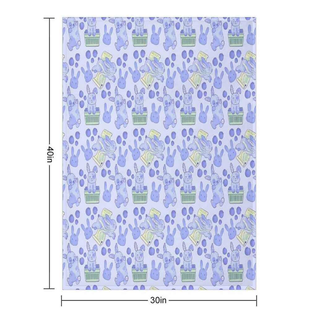 Blueberry Bunny Pattern – Cute Kawaii Animal Illustration Versatility Throw Blanket