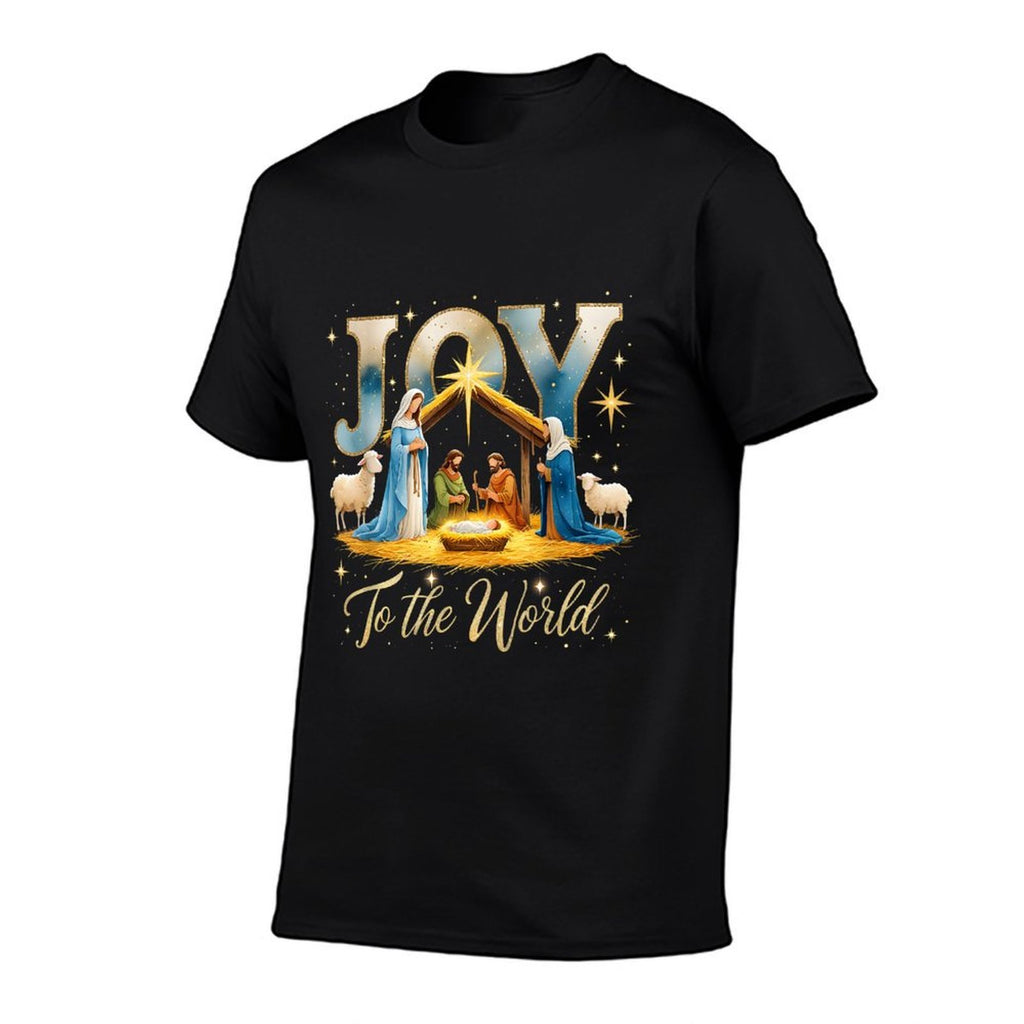 Joy to The World Nativity Scene Christmas  Trendy Pattern T-Shirt