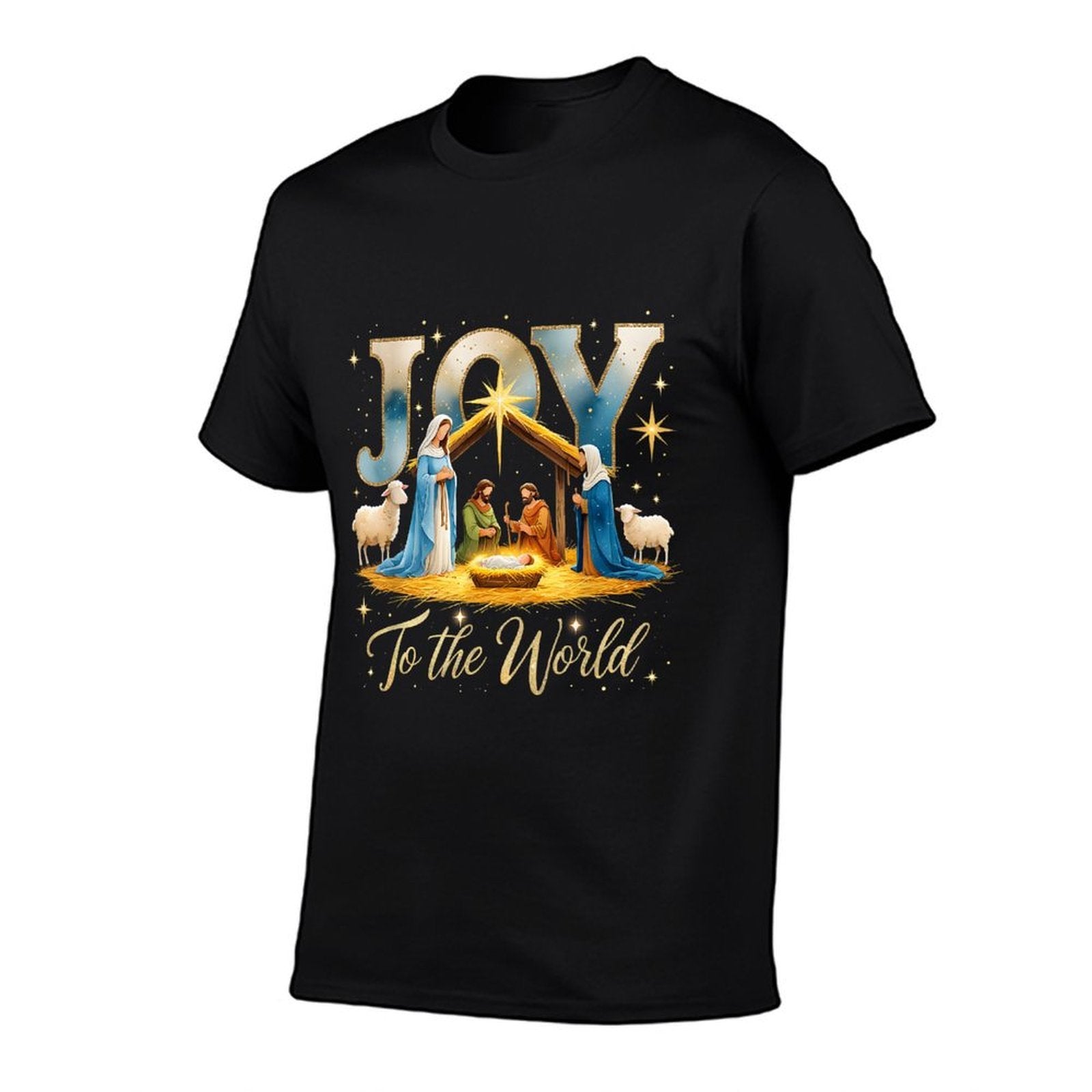 Joy to The World Nativity Scene Christmas  Trendy Pattern T-Shirt