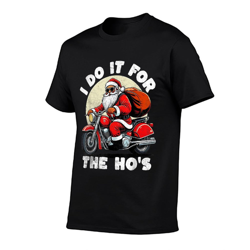 Funny I Do It for The Hos Christmas Biker Santa Motorcycle  Soft T-Shirt