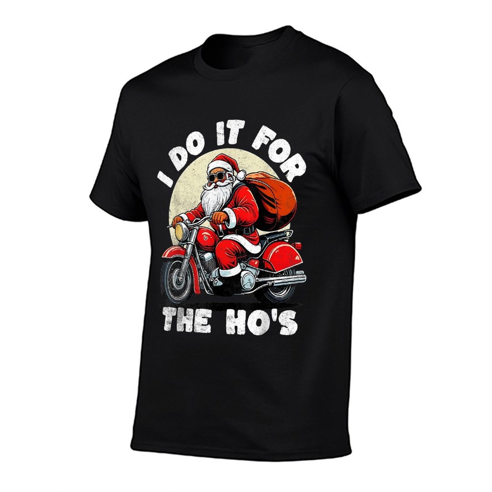Funny I Do It for The Hos Christmas Biker Santa Motorcycle  Soft T-Shirt