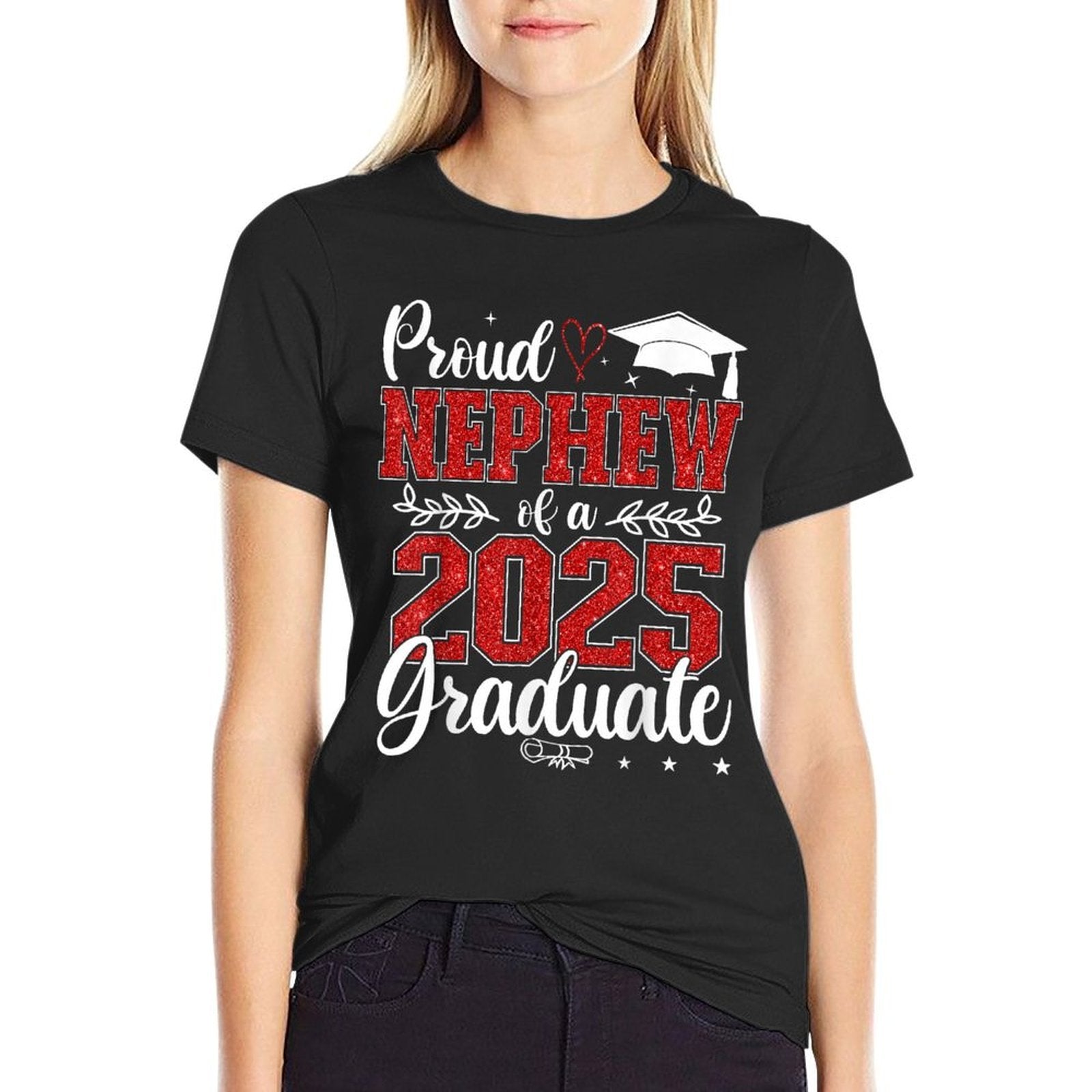 Proud Nephew Of A Class Of 2025 Graduate Senior Graduation  Heathered Texture T-Shirt