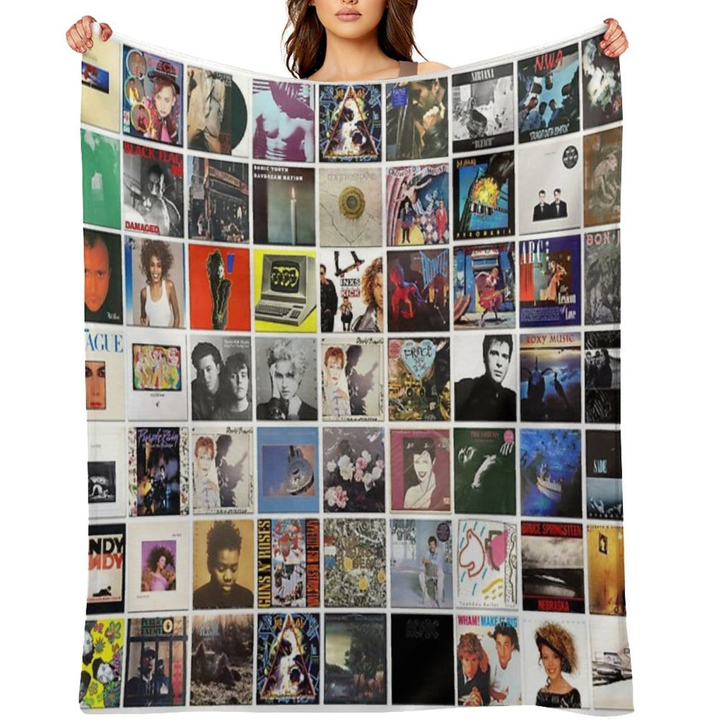 80s Vinyl Covers - 1980s Music - Vintage Album Cover Art Durable Throw Blanket