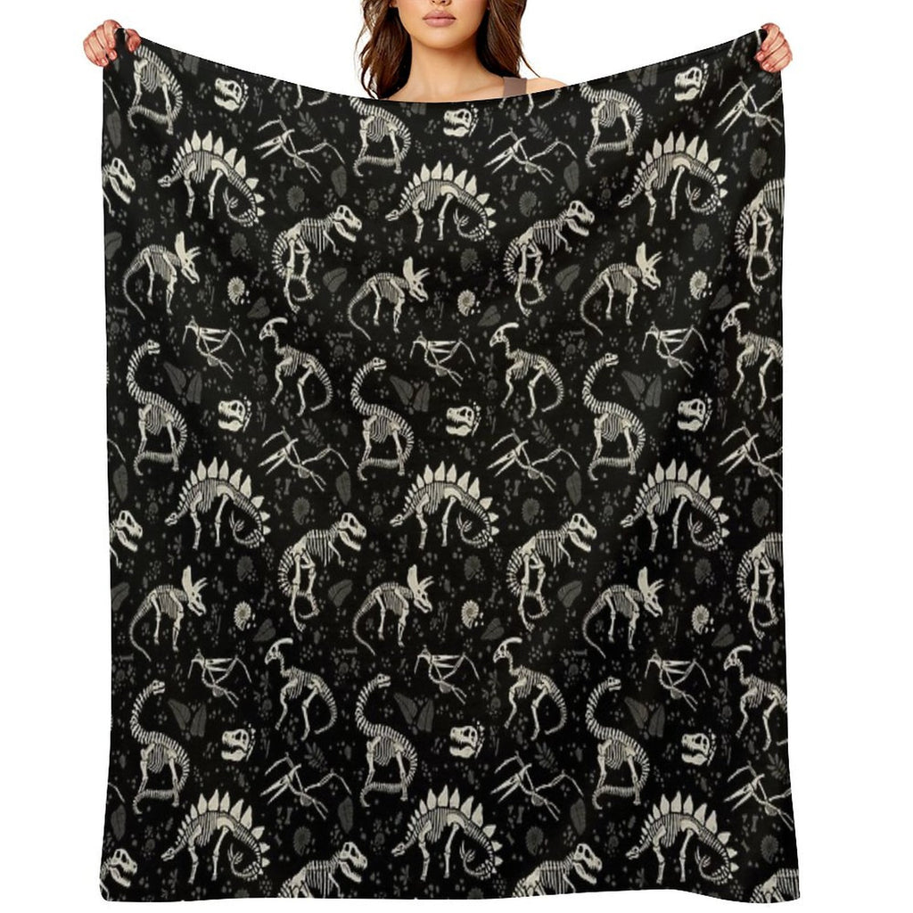 Excavated Dinosaur Fossils Machine-washable Throw Blanket