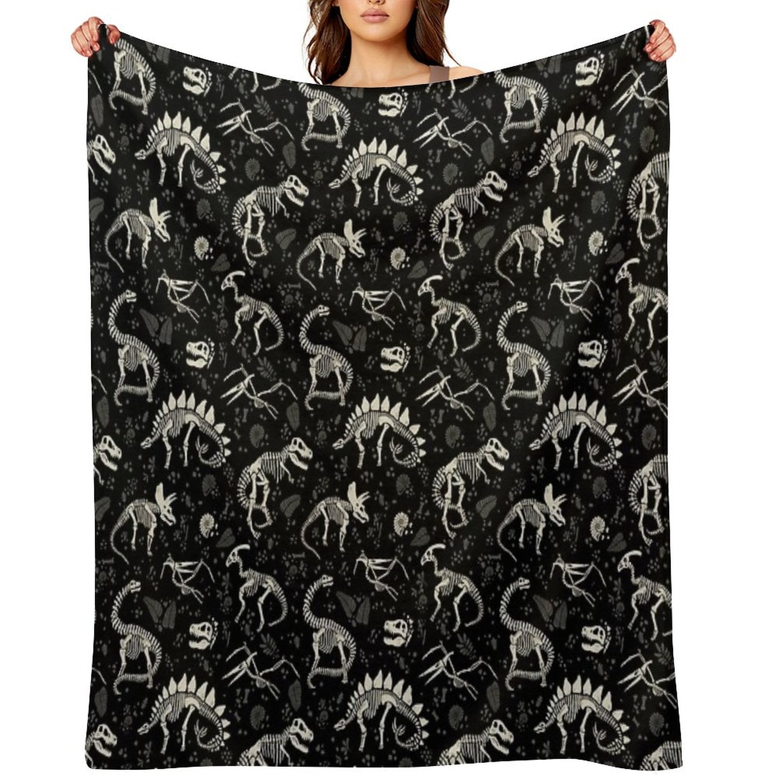 Excavated Dinosaur Fossils Machine-washable Throw Blanket