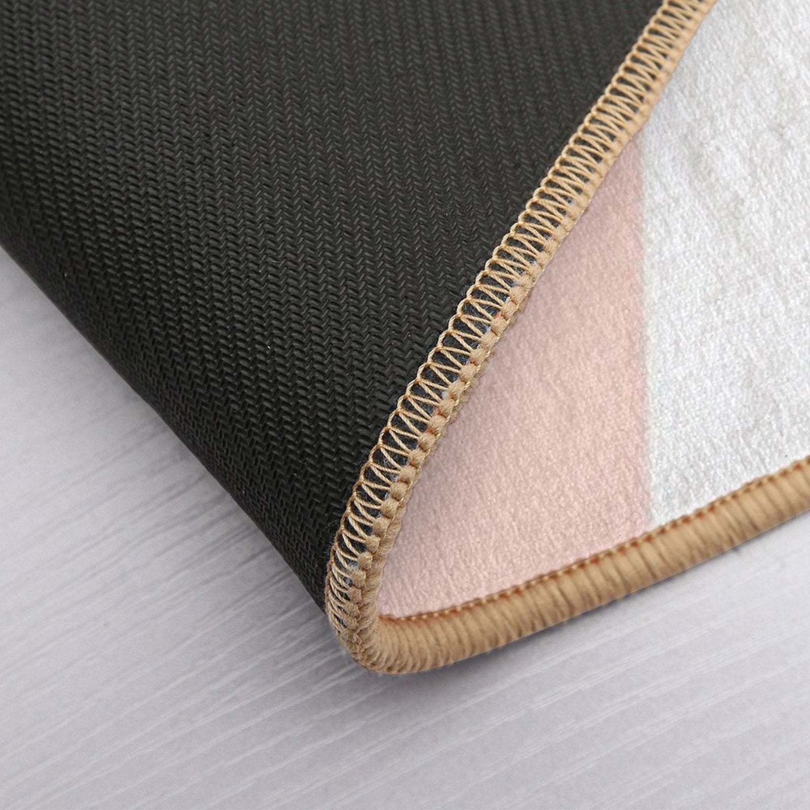 Elegant Blush Pink & Grey Geometric Triangles  Stain-Proof Bath Mat
