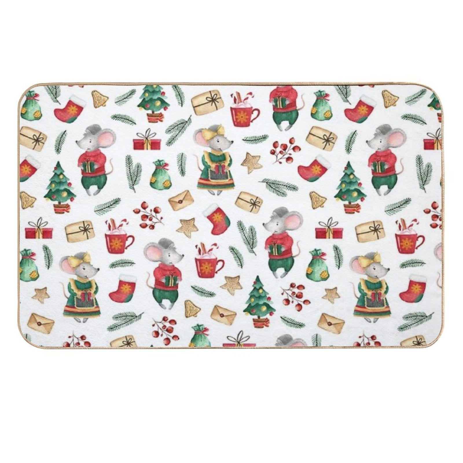 Cute Mice. Watercolor  Toxin-Free Bath Mat
