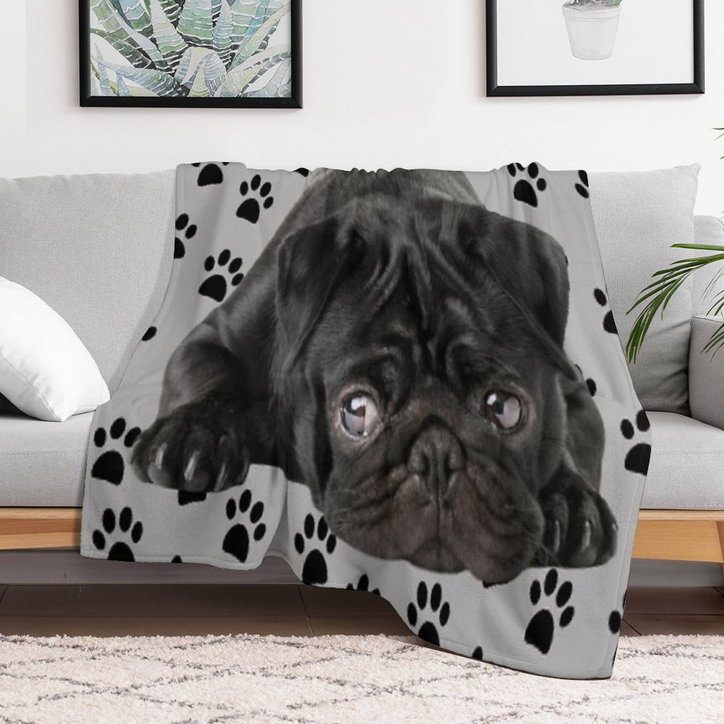Adorable Black Pug Durable Throw Blanket