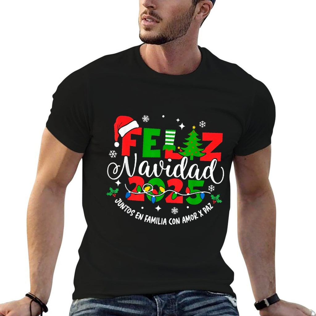 Feliz Navidad 2025 Christmas Xmas Lights Pajamas Holiday  Classic T-Shirt