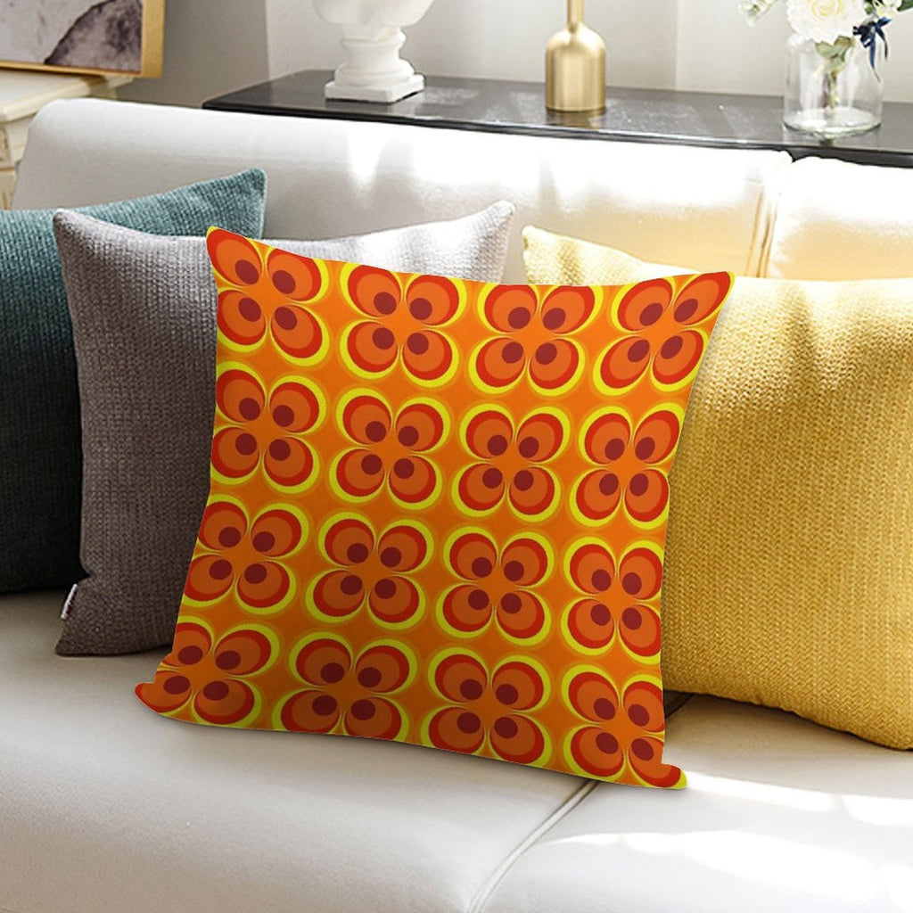 1970s Burnt Orange Retro Design Soft Decorative Cover Throw Pillow