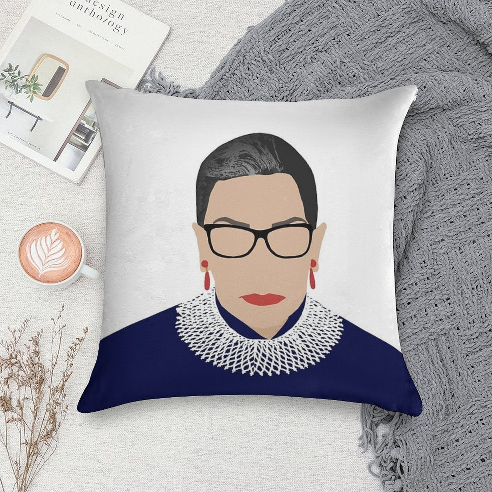 Ruth Bader Ginsburg Soft Bedroom Essential Throw Pillow
