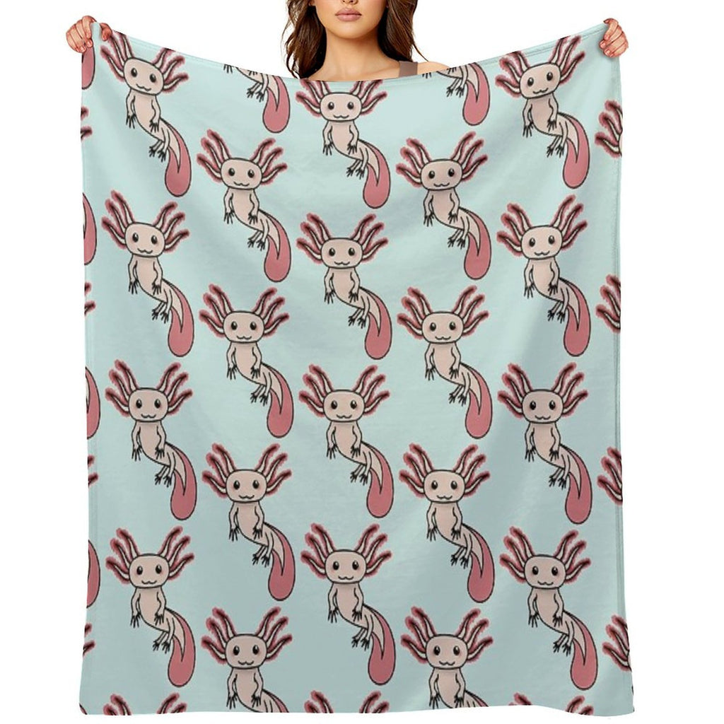 Chibi Axolotl Plush Throw Blanket