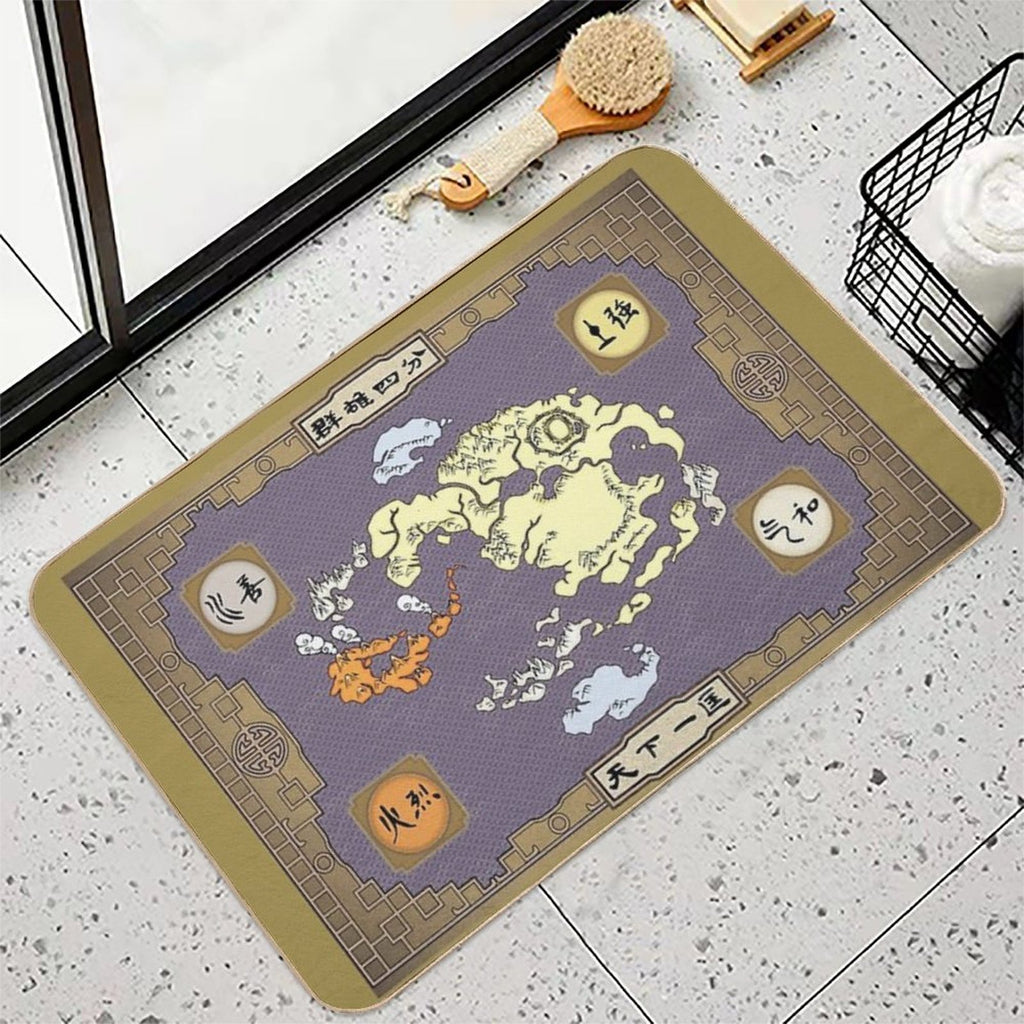Avatar Map Colored  Easy To Clean Bath Mat