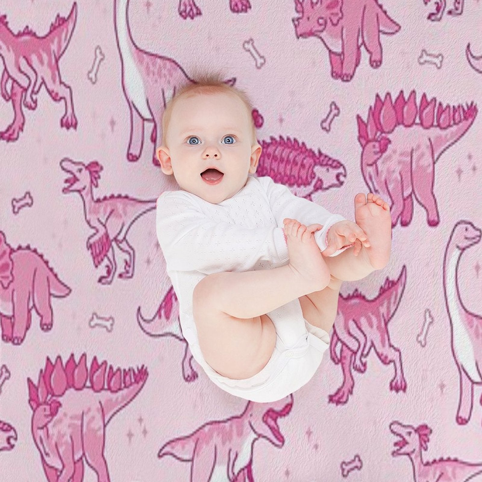 Pink And Sparkly Dinos Eco-conscious Throw Blanket