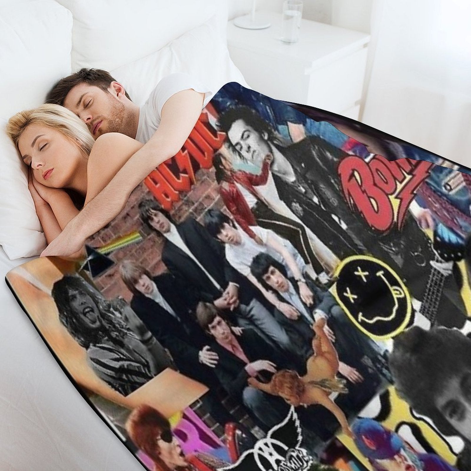 Retro 1990 Rock Band Posters Wrinkle-free Throw Blanket