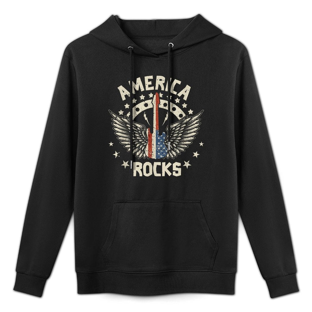 America Rock Electric Guitar 4th Of July Rock And Roll Versatile Streetwear Hoodie