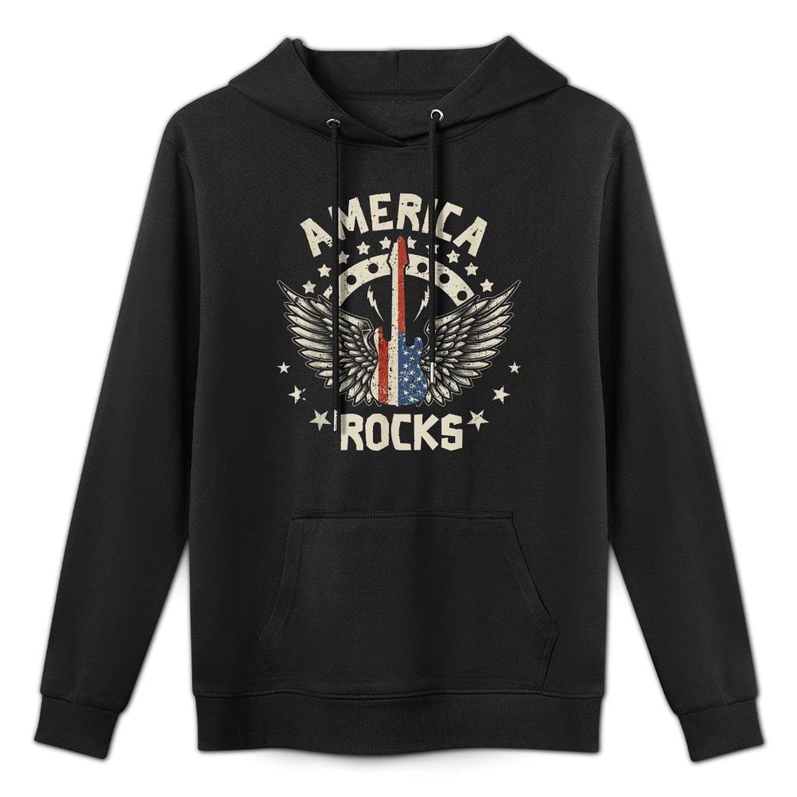 America Rock Electric Guitar 4th Of July Rock And Roll Versatile Streetwear Hoodie