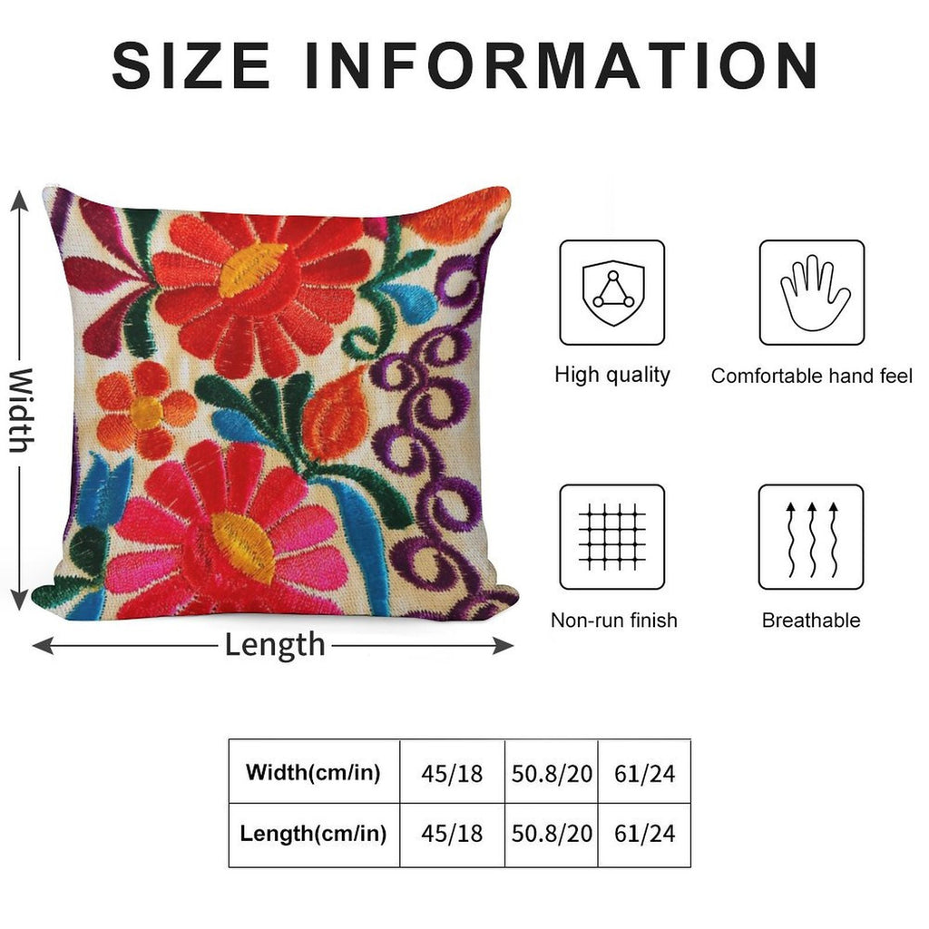 Mexico's Flowers Soft Short Plush Fabric Throw Pillow