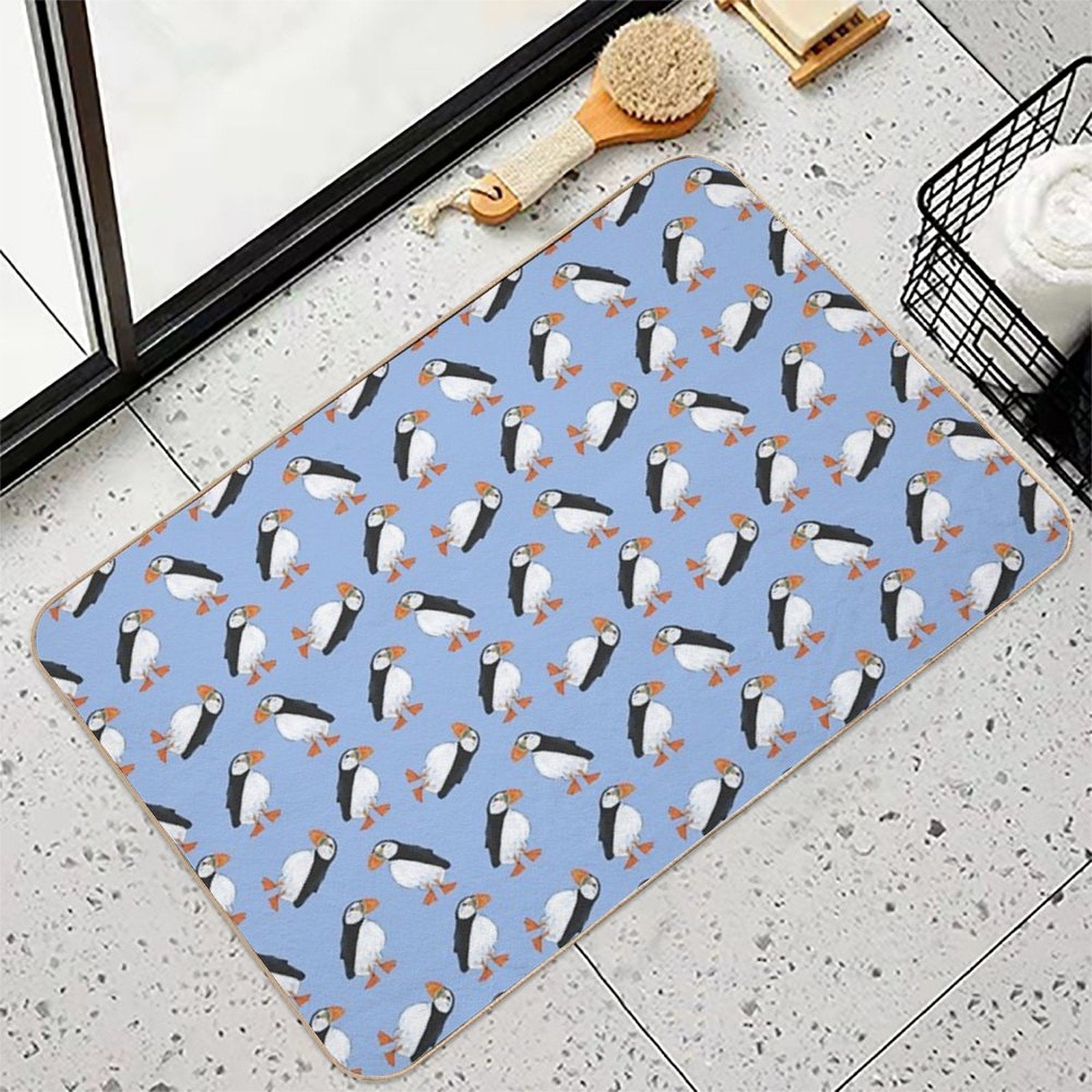 Cute And Whimsical Puffin Design  Slip-Resistant Bath Mat