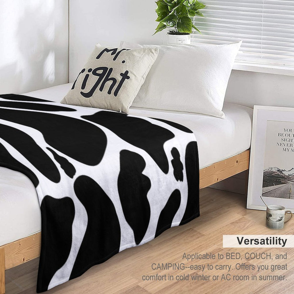 Black White Large Cow Spots Animal Pattern Premium Throw Blanket