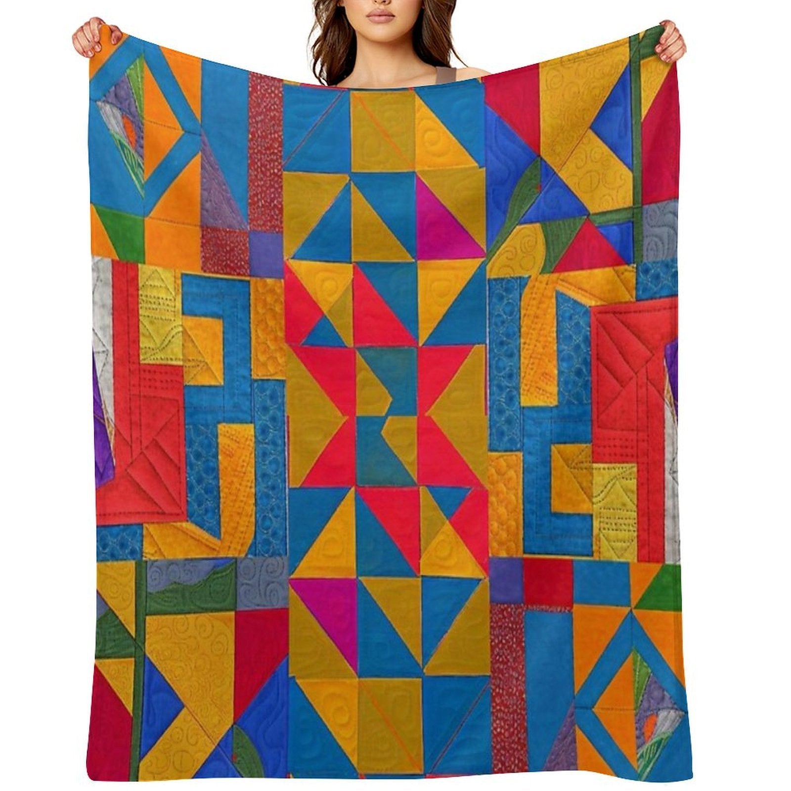 Vivid Color Patchwork Anti-pilling Throw Blanket